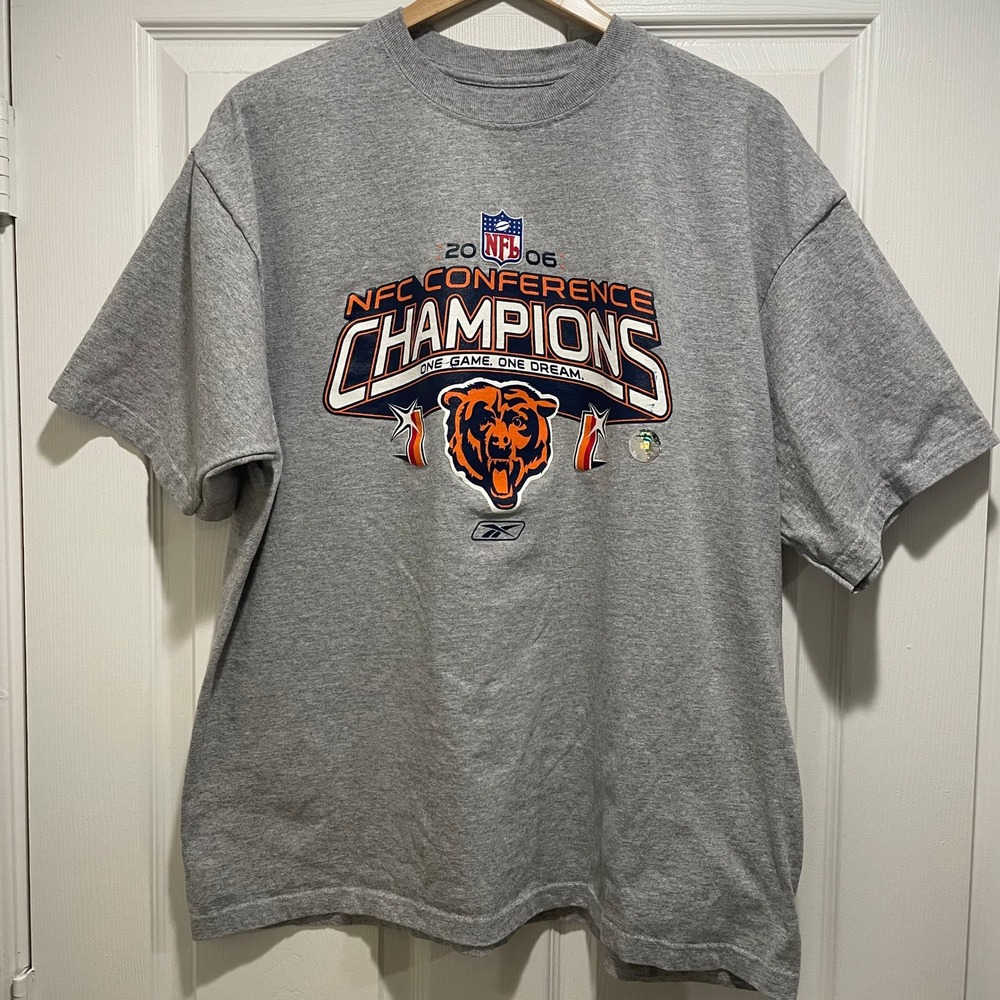Chicago Bears NFL Reebok Mens T Shirt XL Gray 2006 NFC Champions Cotton Blend - Picture 3 of 6